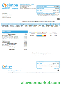 Simpa Energy India Pvt. Ltd utility business bill,  SCR